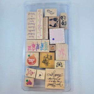 Wood Stamps Birthday Baby Thanks Butterfly Bee Paper Crafts Card Making